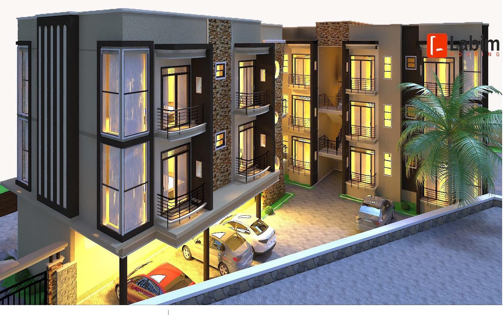 Architectural rendering of a mixed-use apartment development